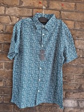 NEW M&S TEAL MIX SOFT TOUCH PRINTED SHORT SLEEVE SHIRT SIZE MEDIUM 