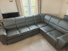 Leather Grey Corner Sofa Bed with Storage