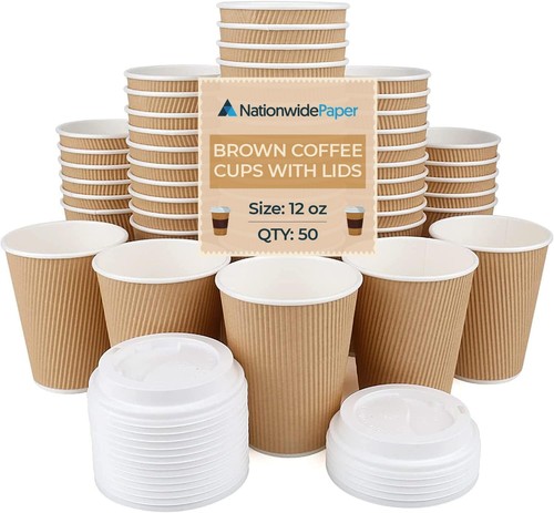 Coffee cups with lids 12oz - with,