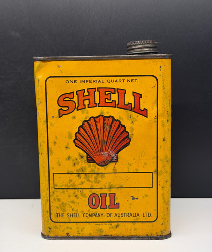 Rare shell oil tin - oil, quart