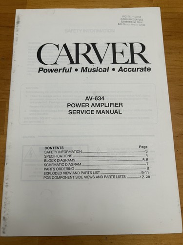 Carver 634 power amplifier - av-634,