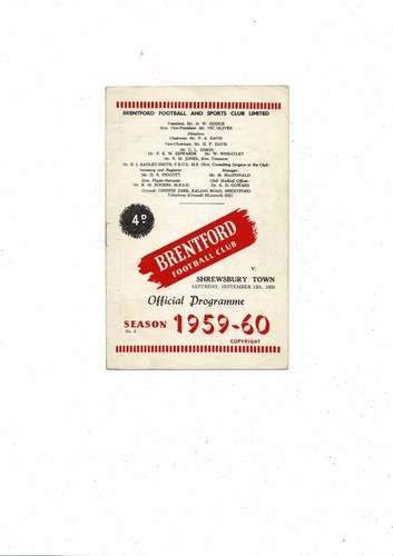 1959 brentford shrewsbury - brentford,