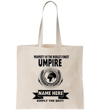 Umpire Personalised Tote Bag Shopper Thanks Amend Birthday Gift Cricket Tennis