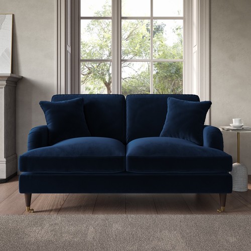 Navy velvet sofa seater with - velvet,
