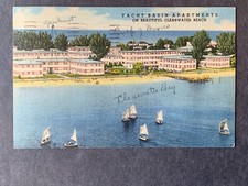 Yacht Basin Apartments Clearwater Beach FL Linen Postcard H2242081656