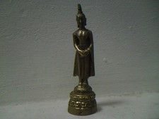 Vintage miniature home shrine amulet brass bronze standing buddha figure