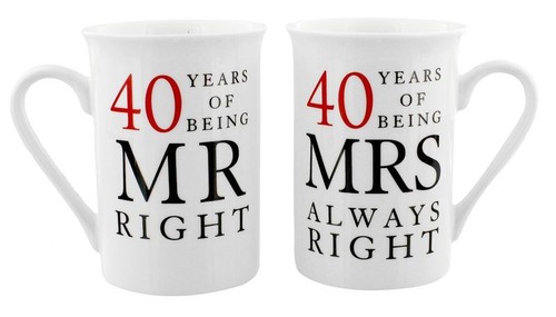 40th wedding anniversary mugs - 40th,