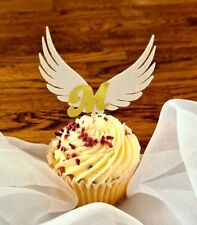 Angel wings cupcake toppers personalised fairy wings christening baby shower