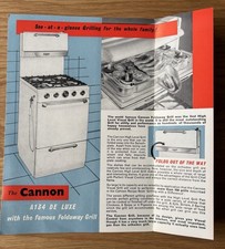 Vintage CANNON GAS COOKER A134 DE LUXE Promotional Leaflet GRILL OVEN