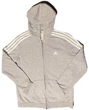 Adidas Originals 3-Stripe Women’s Grey Hooded Zip Up Track Jacket, size 12-14 UK