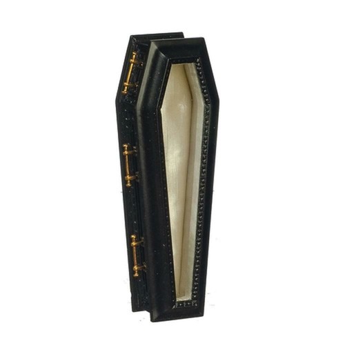 Dolls house black coffin with - dolls,