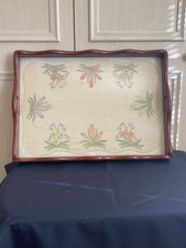 Antique marquetry wooden Butlers serving tray 