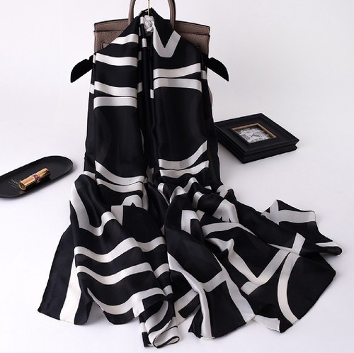 Large black white scarf - &,
