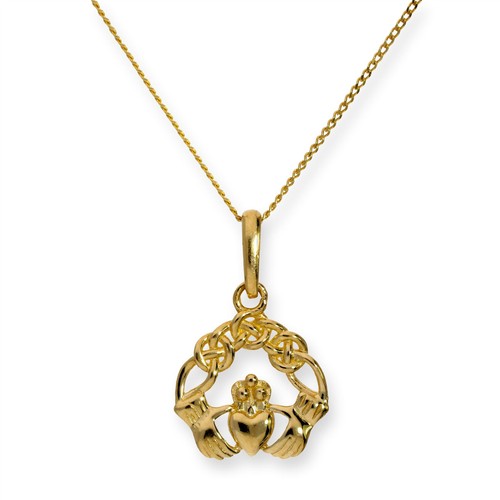 9ct gold claddagh necklace - gold,