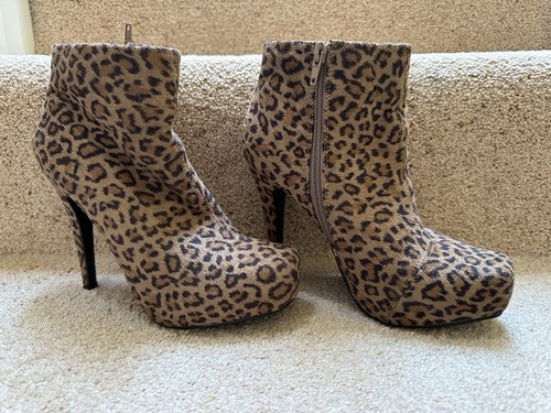 Leopard print ankle boots - leopard, size
