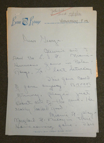 Letter george halas from - to,