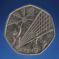 2011 Elizabeth II London 2012 Volleyball UNC Condition 50p Coin (CR1435)
