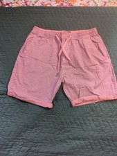 NWOT Mens red shorts with blue pinstripes large 34-36 elasticated waist