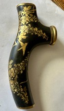 Antique Iron With Gold Inlay Japanese Walking Stick Or Sword Handle