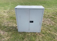 Bisley Grey Metal 2 Door Lockable Office Cupboard with Shelves