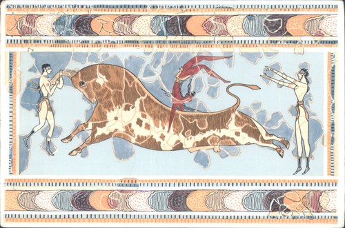 Knossos palace bull leaping - knossos, bull-leaping