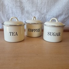 Set of 3 Cream Enamel Style