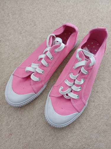 Ladies pink lace canvas - pink,