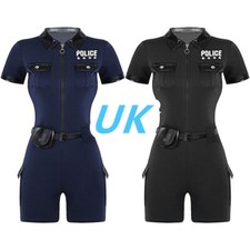 UK Womens Police Officer Costume Halloween Sexy Cop Cosplay Uniform Clubwear 