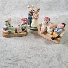 Vintage Small Ceramic Mouse Family Figurines x3