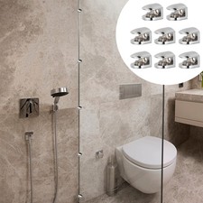 8Pcs Glass Shelf Bracket Clamps Adjustable Shower Glass Holders