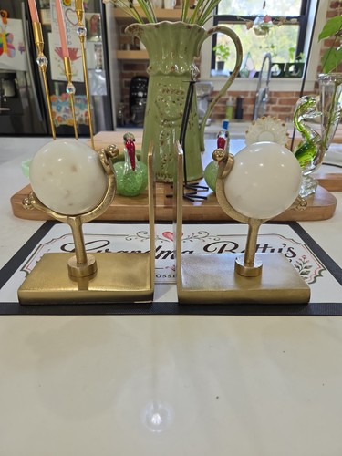 Metal and marble - metal, bookends
