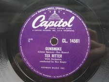 TEX RITTER 78 RPM GUNSMOKE / THE WAYWARD WIND 1956 UK CAPITOL CL.14581 EX