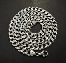 Vintage Heavy Solid Sterling Silver Flat Curb Link Chain Necklace *36g* 20”