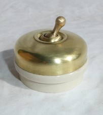 Antique - Art Deco - Brass  - Ceramic - Dolly Switch - Tucker Telac