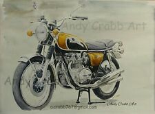 Honda CB500/4  motorcycle watercolour print by Andy Crabb twinshock  #417