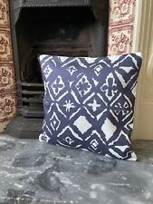 Navy Stamp Effect Tile Print