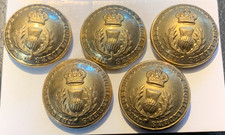 Queen's Own Cameron Highlanders  Buttons x 5  Brass  19 mm