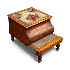 Victorian Walnut Bed Steps With Commode