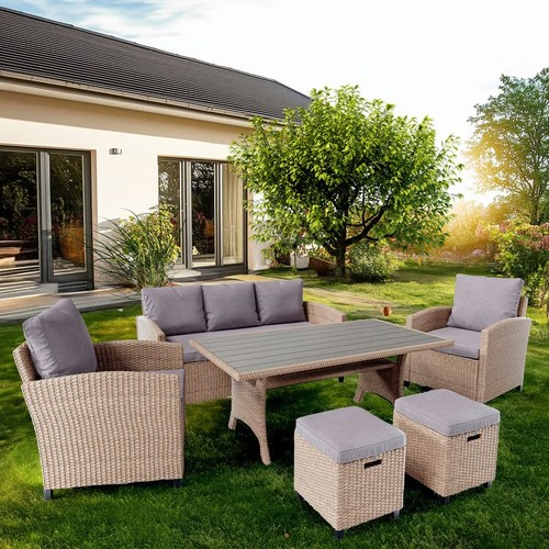 Rattan garden dining set - garden,