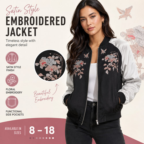 Ladies full zip floral - full,