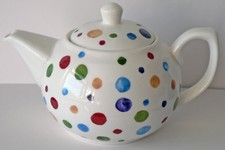 Spots pattern 2 cup or 6 cup white porcelain teapot polka dots,  your choice