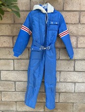 VTG 1970’s  Snowmobile Suit 12 Youth Blue Full Zip Insulated Snap Pockets