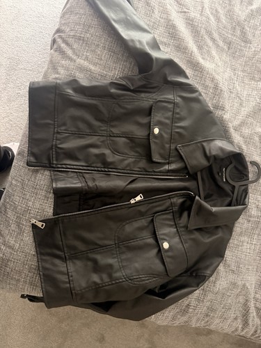 Black faux leather - faux, biker