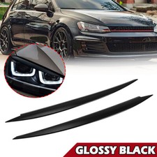 Pair Gloss Black Headlight Eyelid Eyebrow Cover Trim For VW Golf7  MK7 R GTI GTD