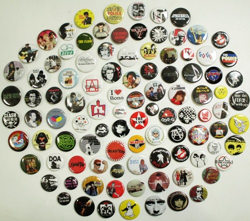 1980 music band buttons pins - music,