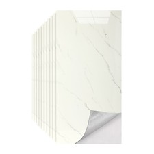 50PC PVC White Marble Tiles Wall Sticker Self-Adhesive Stick On Kitchen Bathroom