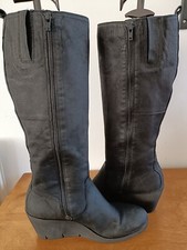 ECCO Skyler Wedge Oil Nubuck Leather Knee High Boots Size EUR 40