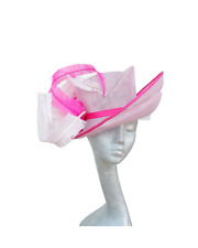 Shelby -3 Tone Orchid Pink Hat Cerise pink , Clover pink Feathers ASCOT WEDDING