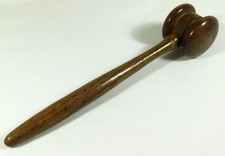 Antique Treen Turned Wood Gavel For Auctioneer Meetings Judgement Prop &c 19cm