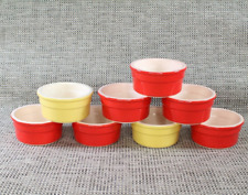 8x CERMER Red / Yellow Ramekins Dishes 4oz. - Oven, Freezer and Microwave Safe